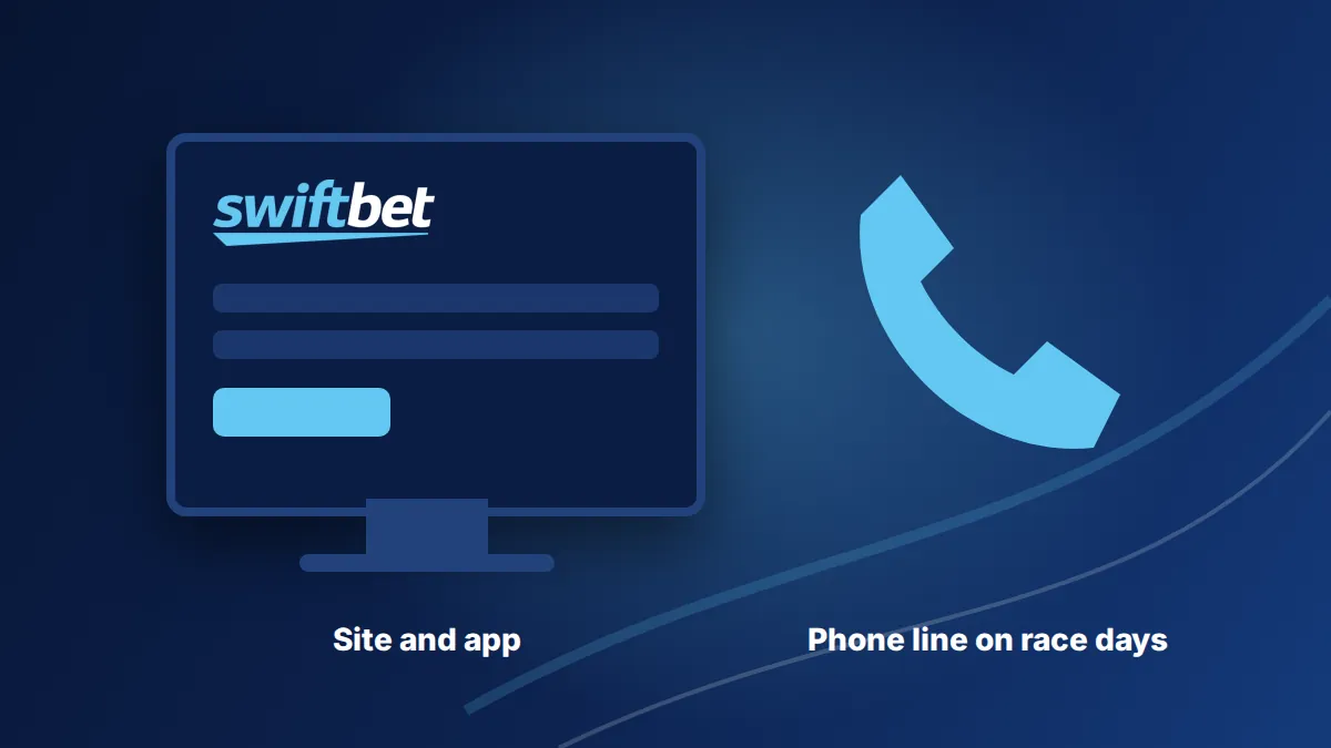 Swiftbet login on the site and app, and the phone line on race days